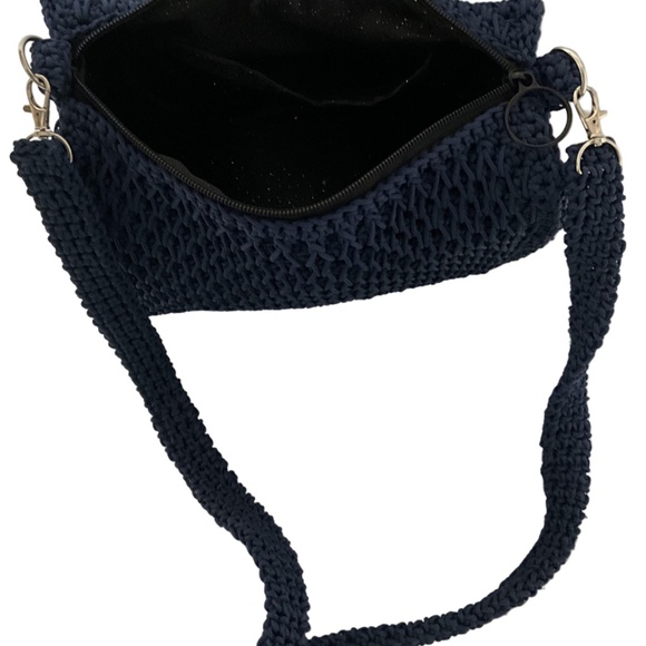 Handmade Blue Crochet Sling Handbag - Picture 7 of 7